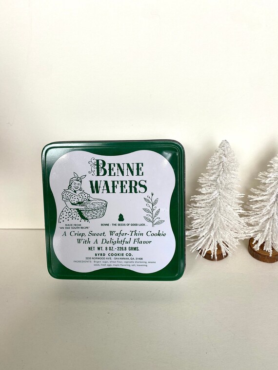 Vintage Benne Wafers Cookie Tin Square Made in Savannah Etsy
