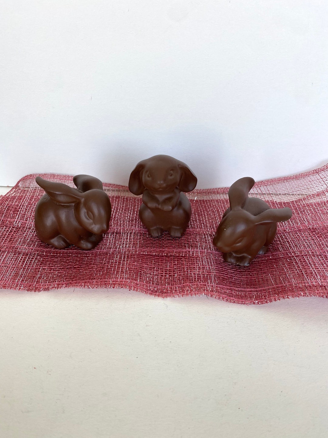 Vintage Enesco Chocolate Easter Bunny Figurines Etsy