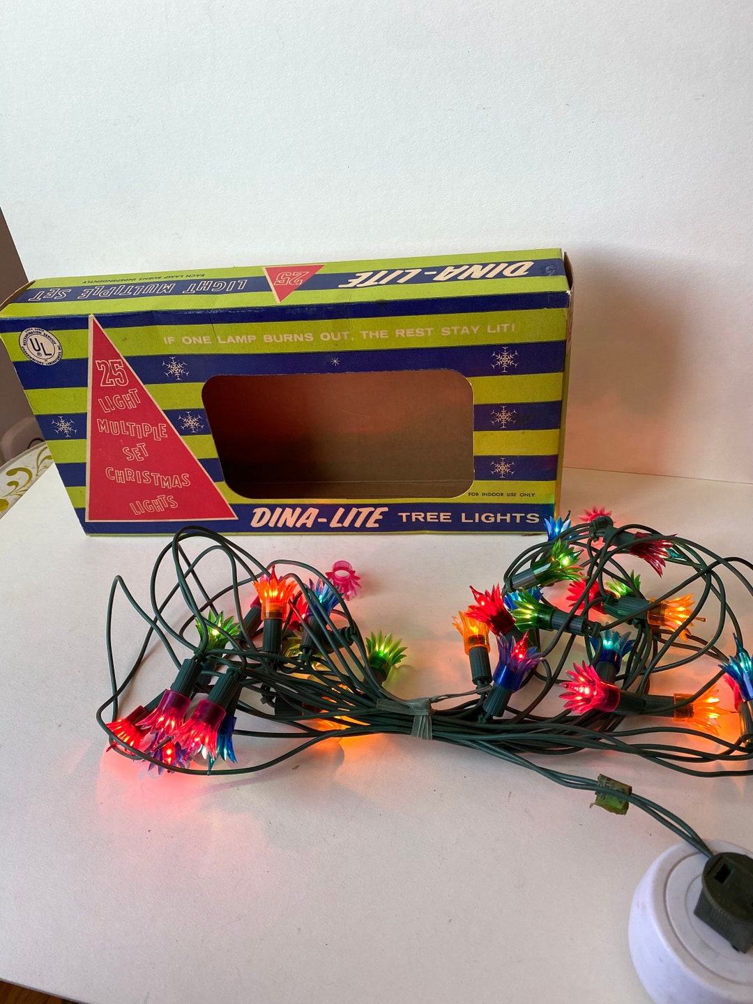 Dyna Light Vintage Christmas String Lights With Reflectors Etsy