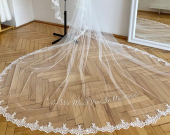 Blusher custom wedding veil with embroidered phrases, words, initials, Cathedral, chapel bridal veil, bospoke Lace or pearl edged veil