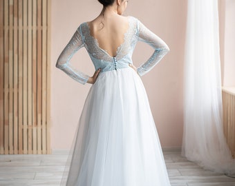 light blue wedding outfit