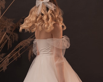 Hochzeitskleid, Romantischer Rock, minimalistisches Langarmkleid, für boho schlichte und lässige Hochzeit