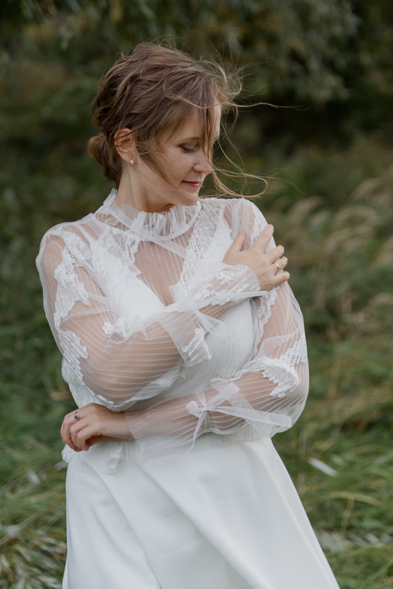 Civil Wedding Dress Ready to Ship Soft Lace Midi Bridal Gown Etsy