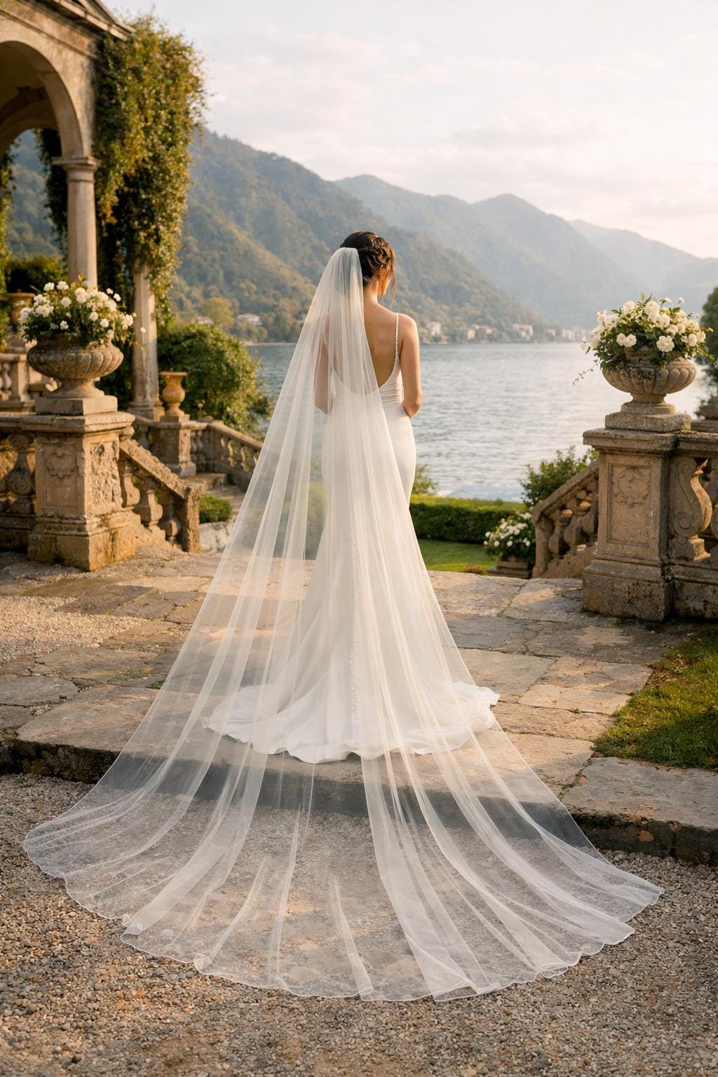 1 Pezzo Velo Da Sposa Doppio Strato Con Pettine , Velo Di