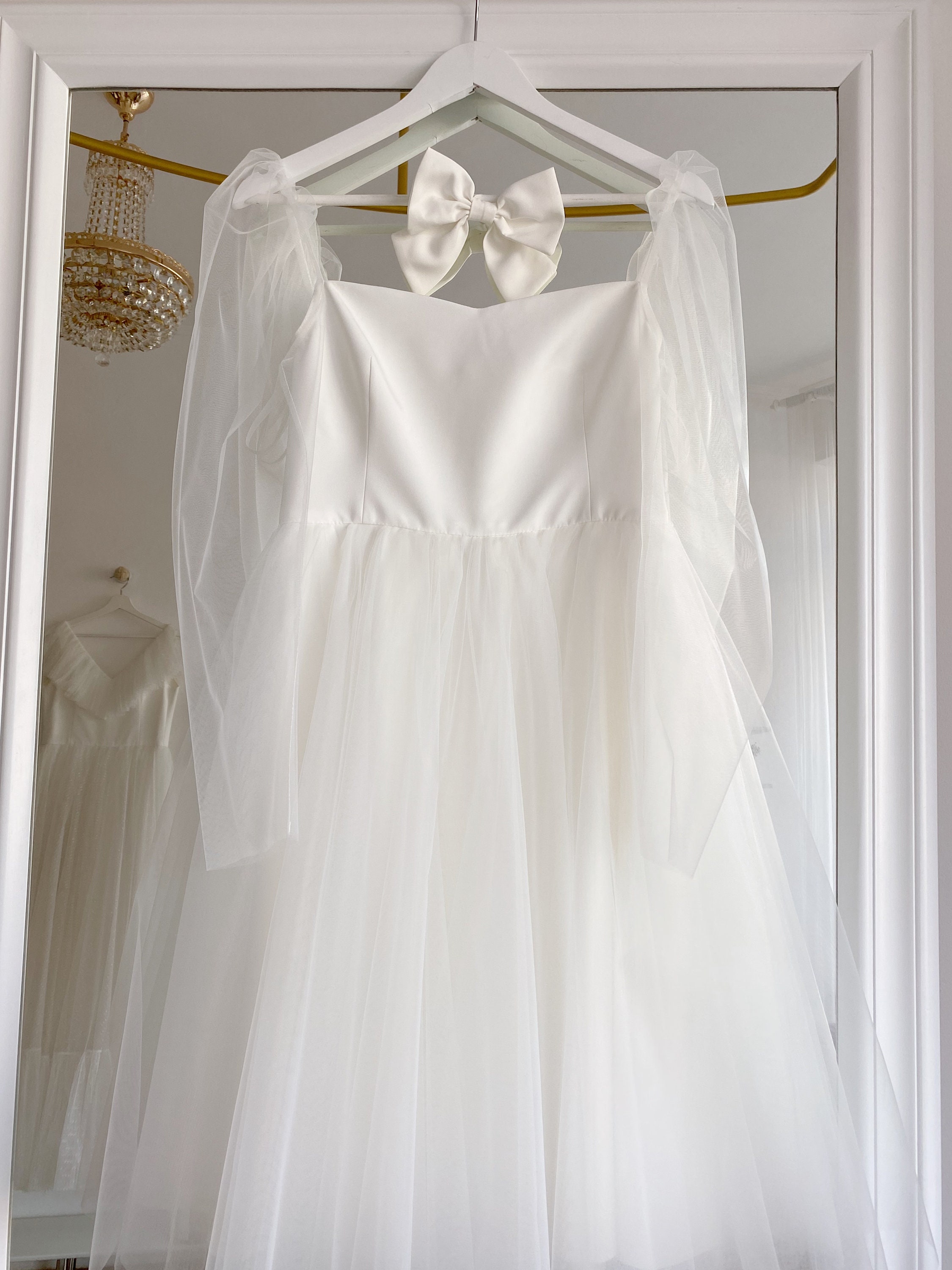 midi tulle wedding dress