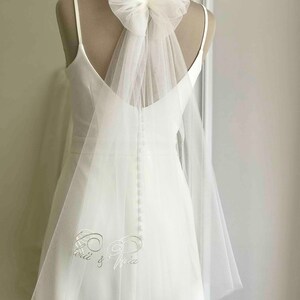 Brudhårslöja: Broderad tyll bröllopsaccessoar bild 7