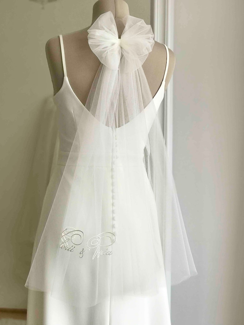 Brudhårslöja: Broderad tyll bröllopsaccessoar bild 7