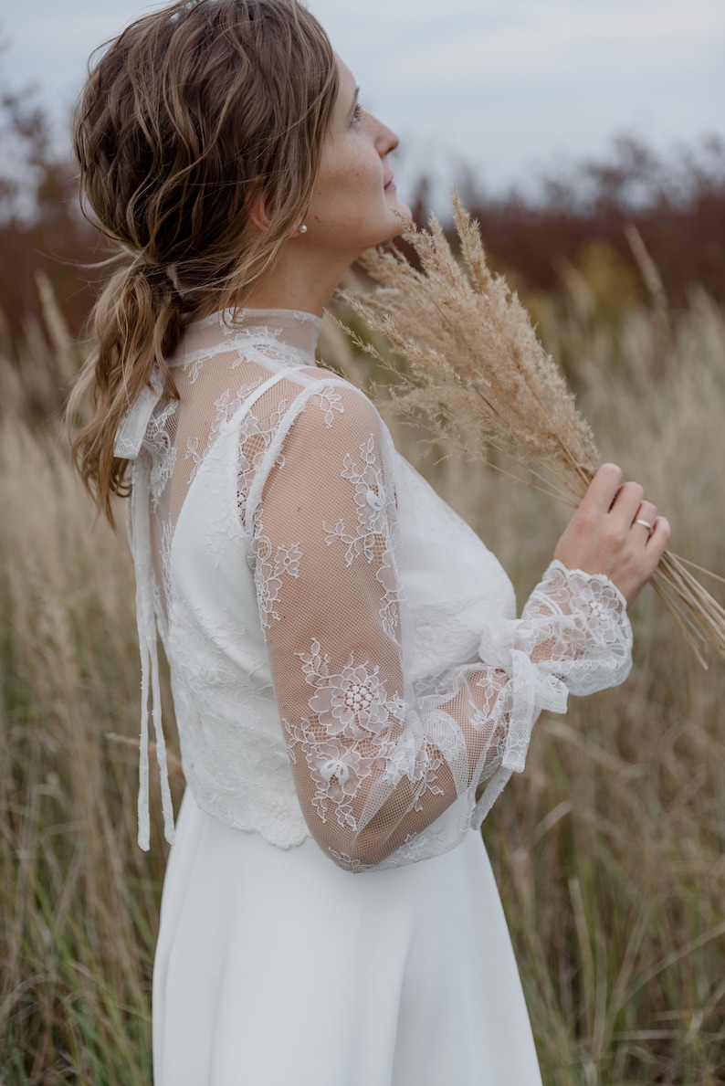 Civil Wedding Dress Ready to Ship Soft Lace Midi Bridal Gown Etsy