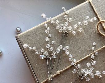 Bridal white pearl hair pins, Wedding coloured hair pins, Bridal crystal beads hair pins, Bridal floral hair pins, Bridal hair accessories