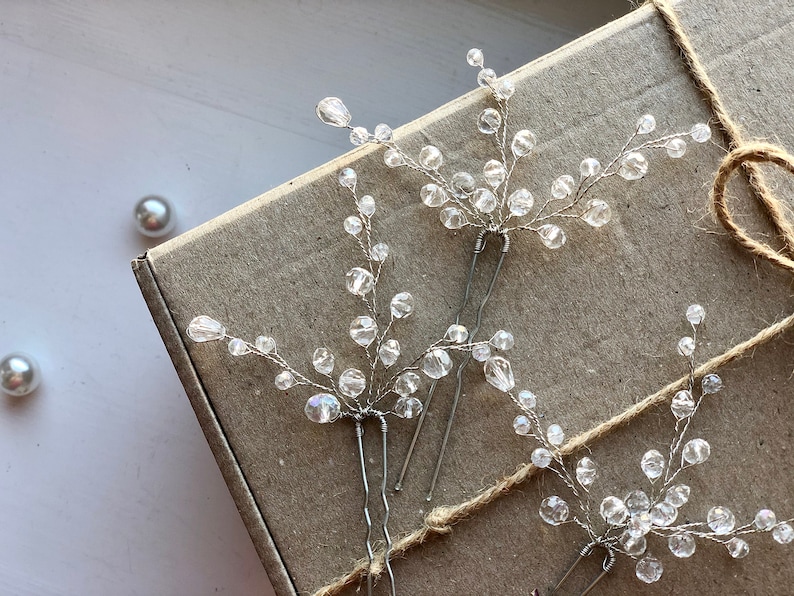 Bridal floral hair pins Wedding coloured hair pins Bridal crystal beads hair pins Bridal hair accessories Bridal white pearl hair pins