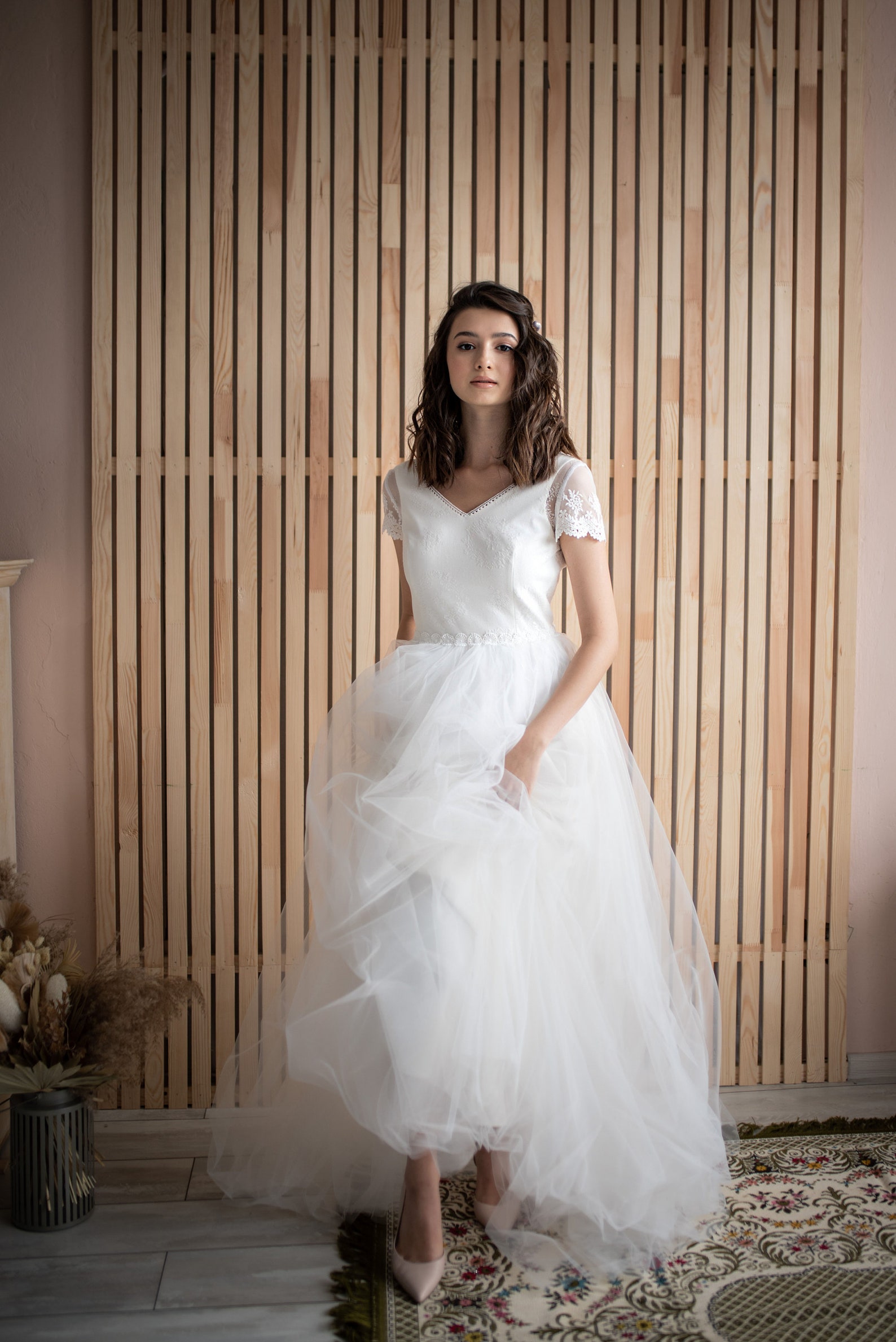 Unique Lace Open Back Wedding Dress Simple Modest Bohemian | Etsy