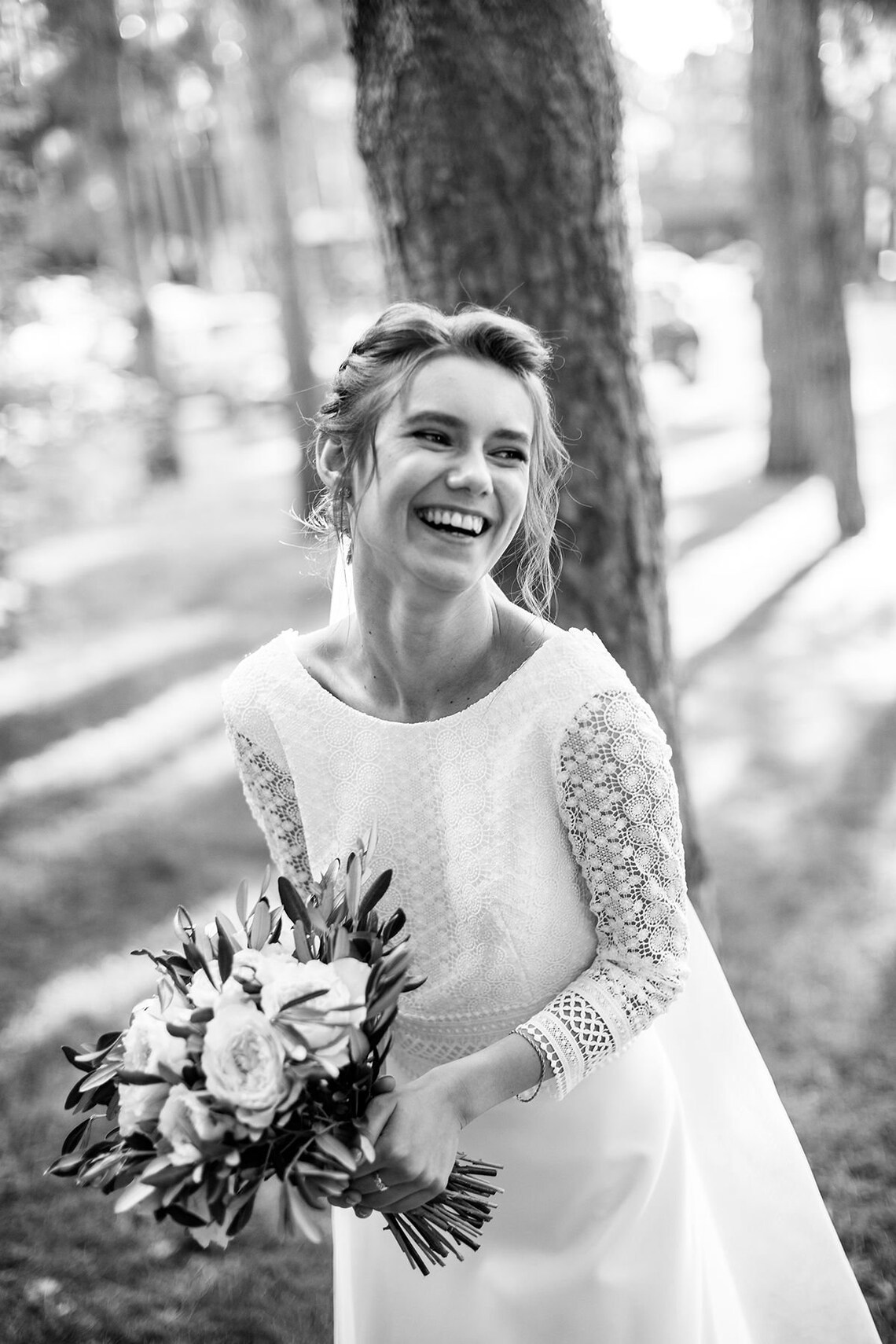Boho schlichtes Hochzeitskleid Makramee tiefer V offener ...