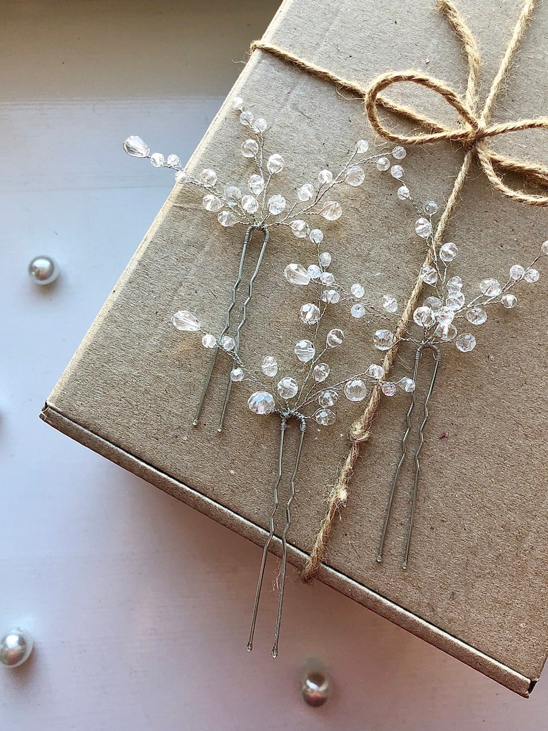 Bridal floral hair pins Wedding coloured hair pins Bridal crystal beads hair pins Bridal hair accessories Bridal white pearl hair pins