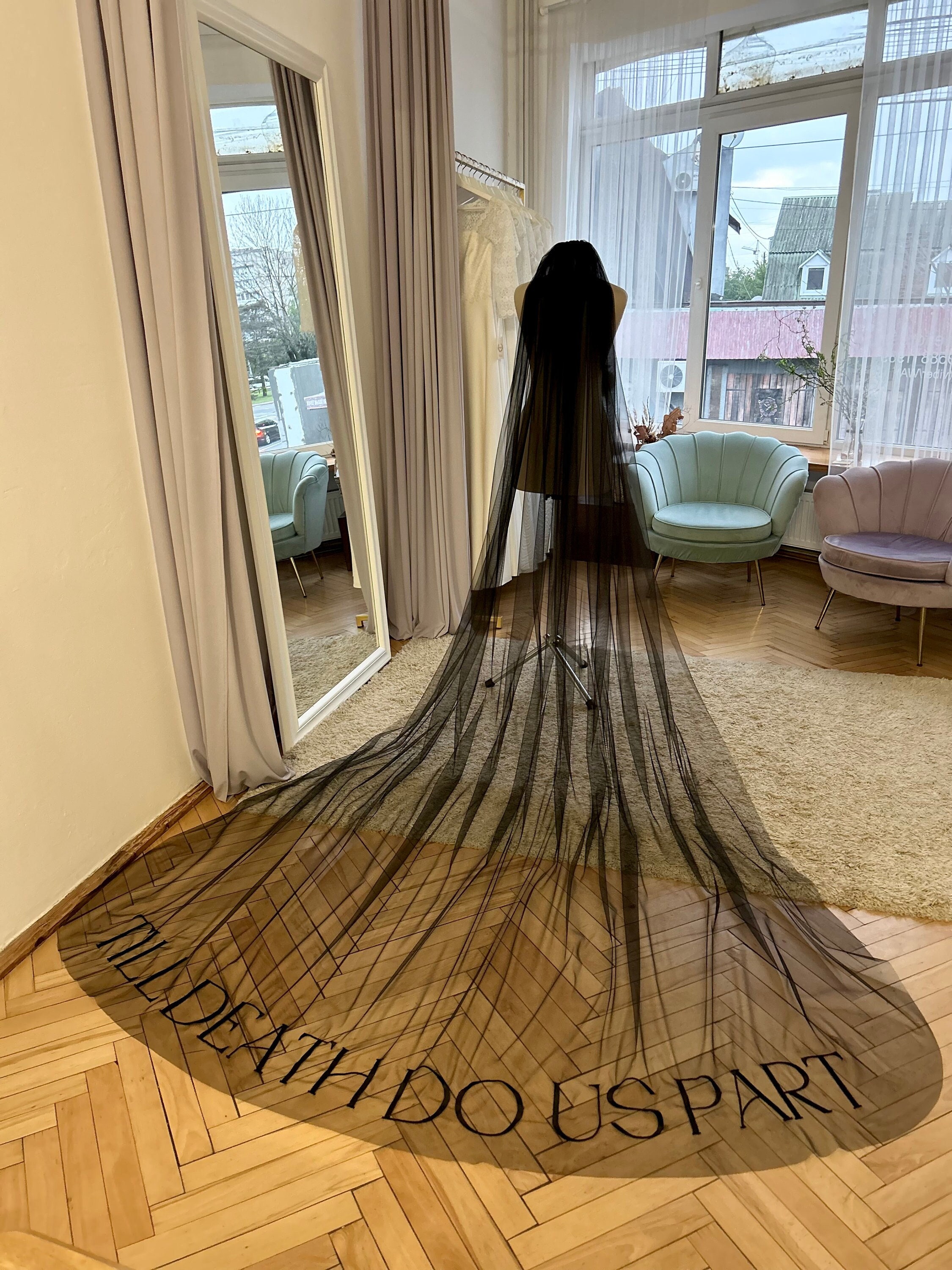 Gothic Brautschleier Aus Spitze - Schwarz, 1,3x1,4 M Für Halloween, Hochzeit, Kostümparty