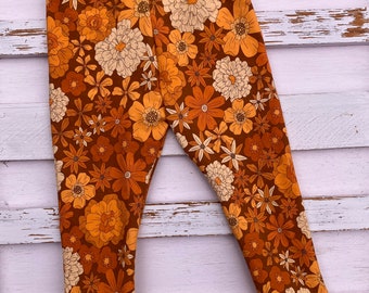 Floral vintage inspired handmade leggings 12/18mths
