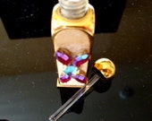 Wiesner of Miami Perfume Bottle, AB Rhinestone Perfume Bottle, Gold Screw Top Perfume Bottle with Dauber