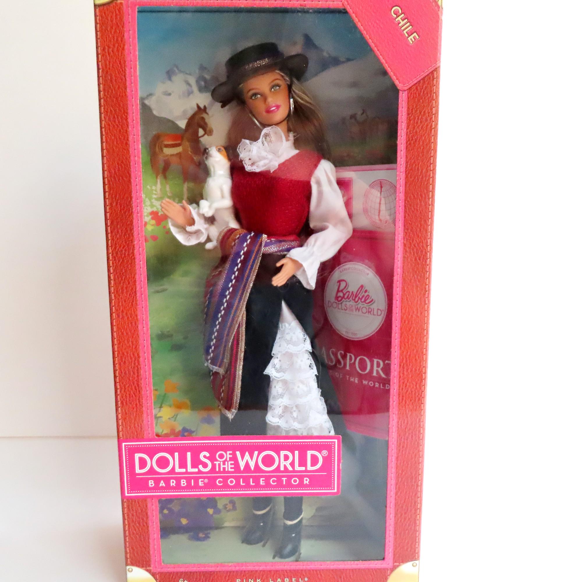 Doll of the World CHILE Barbie Doll, NRFB Barbie Passport Chile