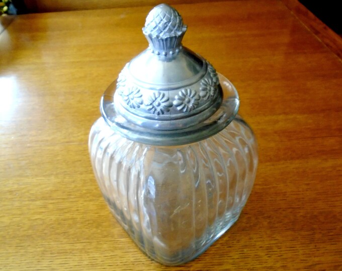 Artland Fluted Glass Canister Mayfair Lid Medium Clear Glass Etsy