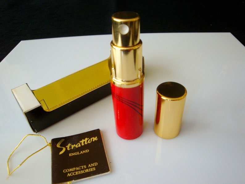 Stratton Red and Black Enamel Mirror Lipstick Holder and Etsy