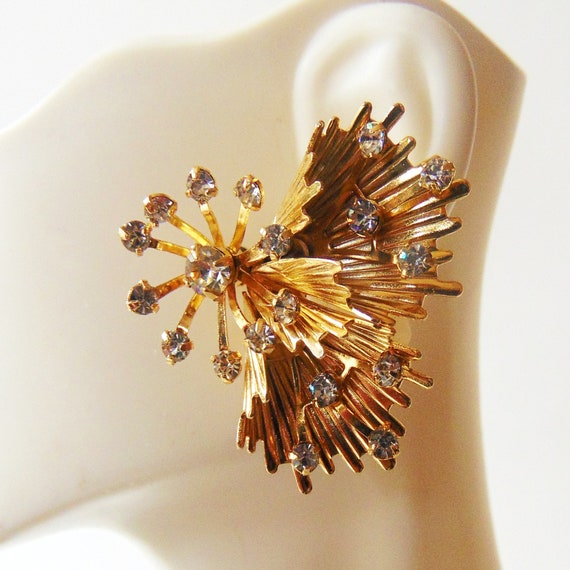 EMMONS 50s Gold Rhodium Starburst Rhinestone Earri