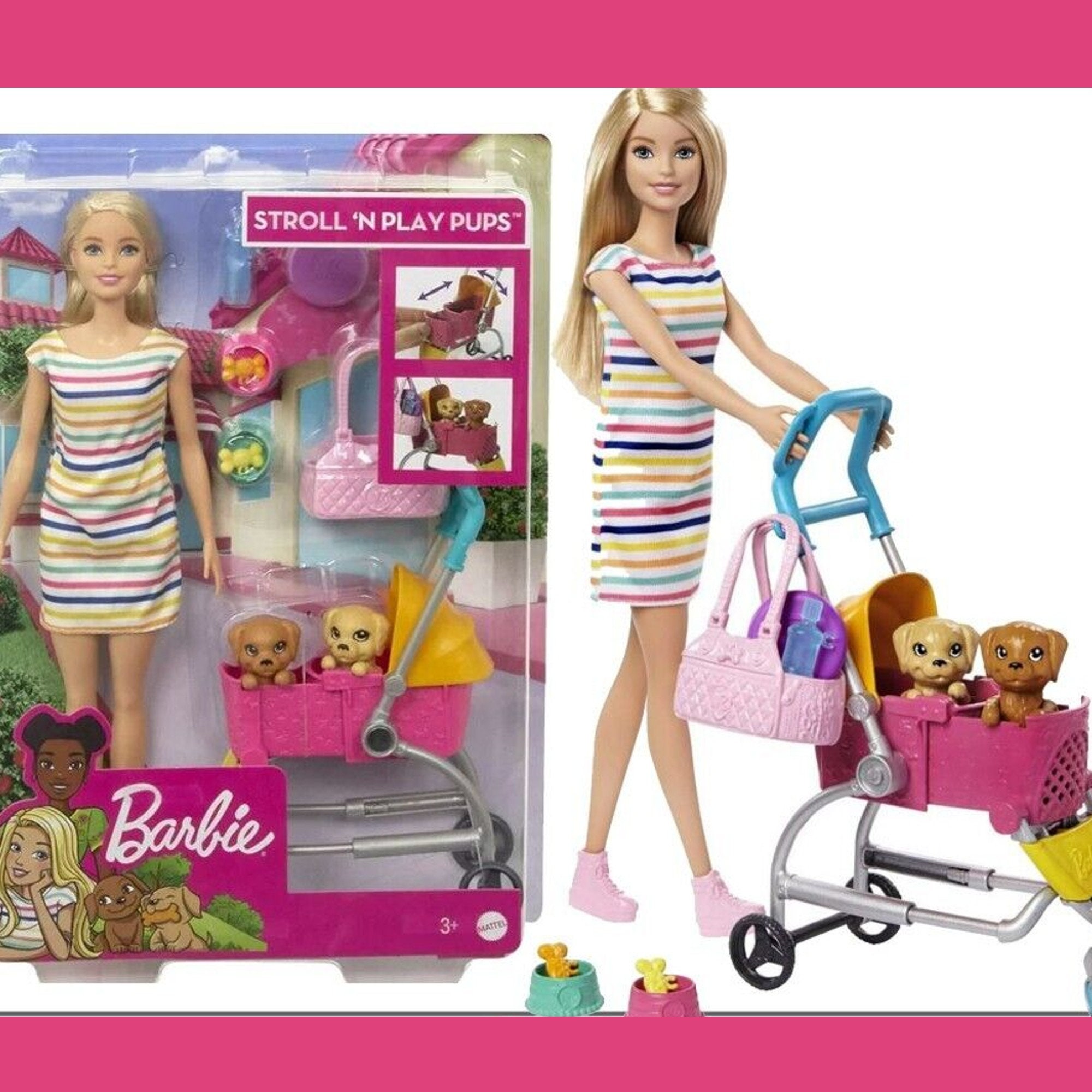 Barbie Stroll and Play Pups Set Barbie Puppies and Stroller Barbie and Dogs Play Set Etsy