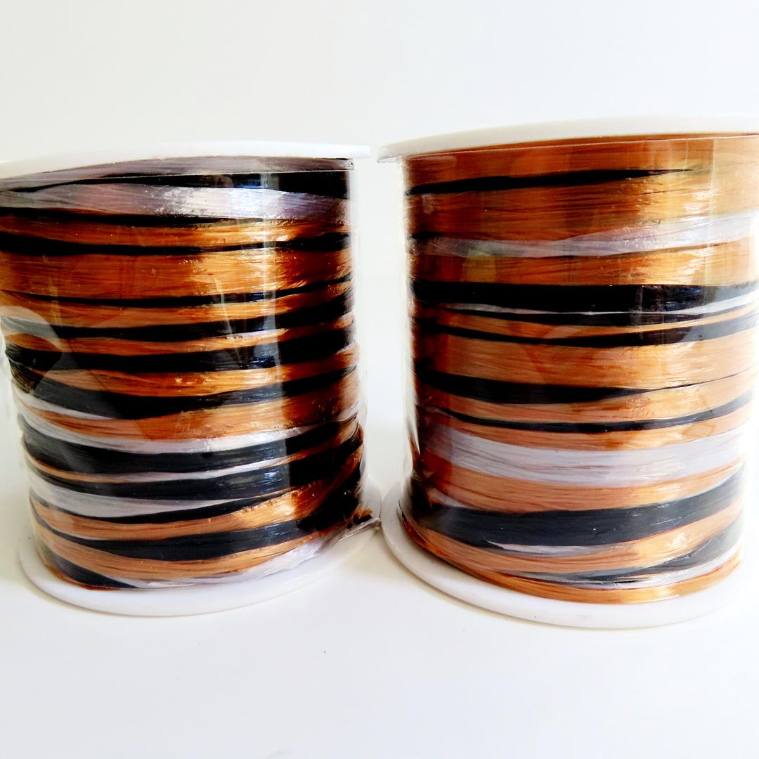 Black Silver Copper Raffia, 2 Tri Color Shiny Raffia Ribbon Black ...