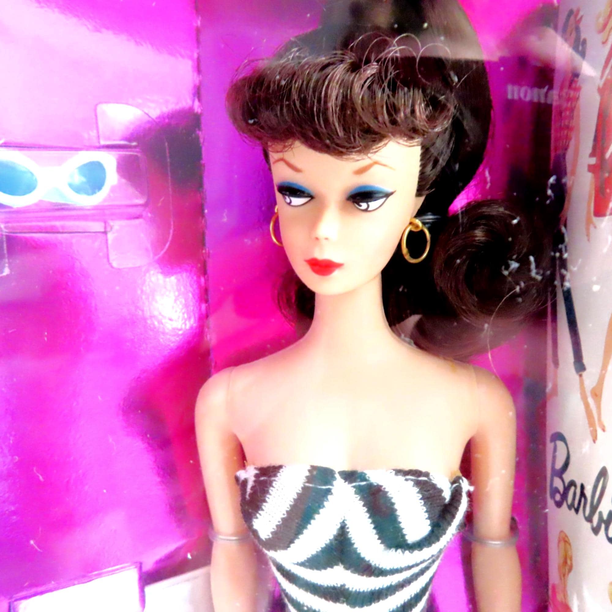 1959 Barbie Doll, Mattel Reproduction Brunette Barbie, NRFB 