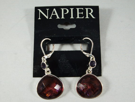 NAPIER Purple Earrings, Vintage Napier Amethyst D… - image 4