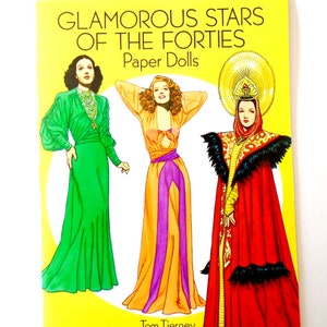 Glamorous Movie Stars of the 1940&#39;s, Dover Press Movie Star Fashions Paper Dolls UNCUT, Tom Tierney 40&#39;s Movie Fashion Designs Illustrations