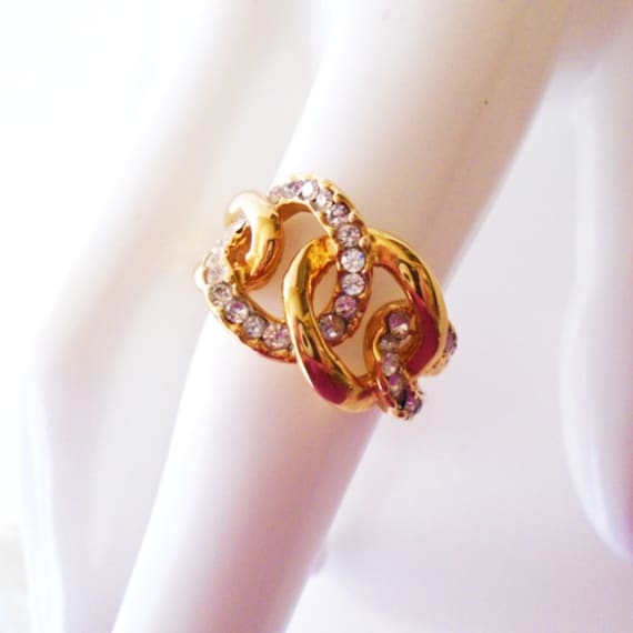 KJL Crystal Love Knot Ring, Kenneth Jay Lane Gold… - image 5