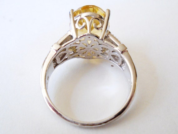 Yellow Oval CZ 925 Silver Ring, Yellow CZ 925 Sil… - image 2