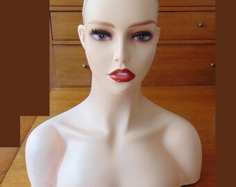 Wig Ready Full Size Female Mannequin Bust, Realistic Female Mannequin Head Bust, Jewelry Hat Glasses Display Torso