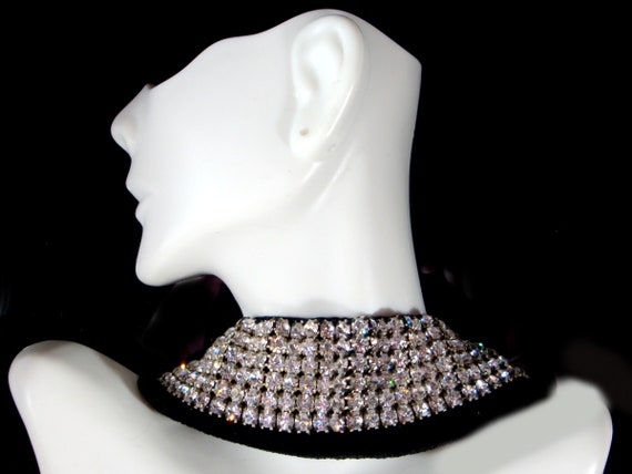Black Velvet Rhinestone Collar, 50s Wiesner of Mia