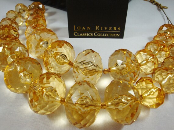 Joan Rivers Big Gold Lucite Bead Necklace, Vintage