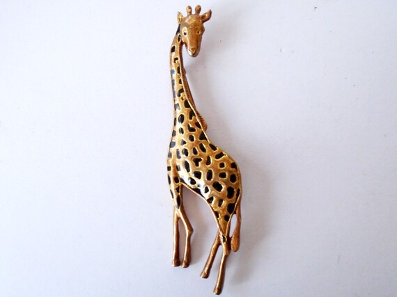 Vintage Large Giraffe Gold Enamel Brooch, Vintage… - image 5