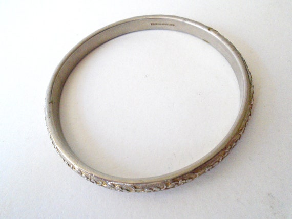 WHITING and DAVIS Silver Floral Bangle, Vintage S… - image 6