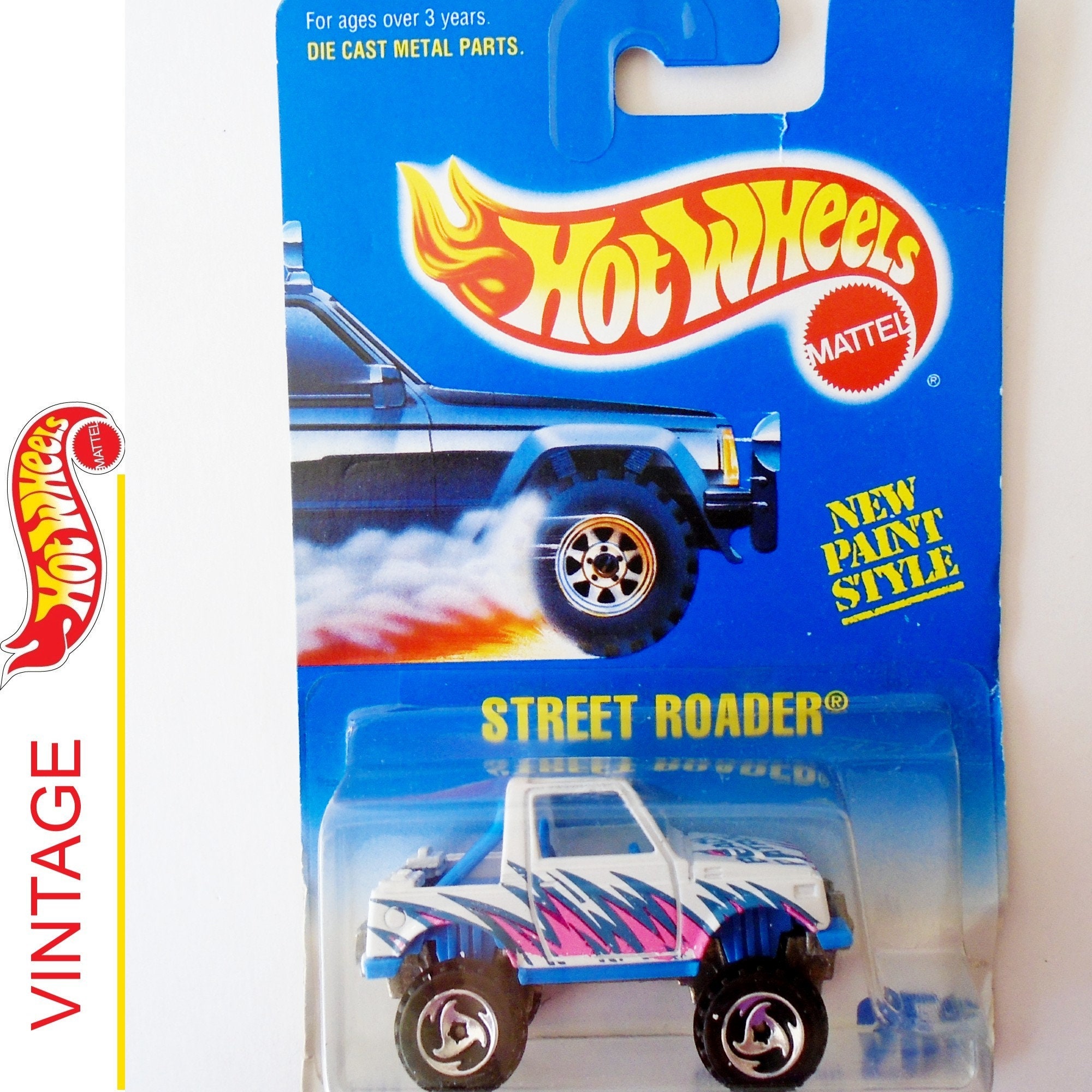 1988 Hot Wheels Collector Car NO 252 Blue Card, Street Roader 1:64 Scale,  1988 Vintage Die Cast Malaysia Street Roader Hot Wheels