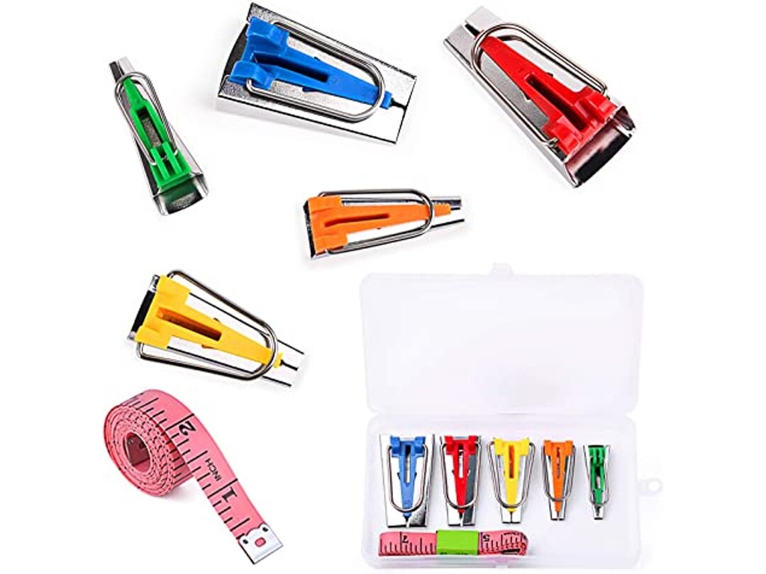 Bias Tape Maker 5 Sizes, Fabric Bias Tape Makers Kit, 6mm/9mm/12mm/18mm