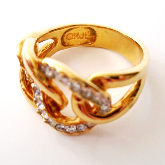 KJL Crystal Love Knot Ring, Kenneth Jay Lane Gold… - image 3