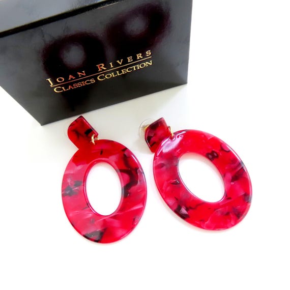 JOAN RIVERS Multi Color Red Lucite Dangle Earring… - image 2