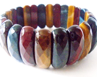 ブレスレット [Retro finger] stone bracelet (3types) Vintage Multi-colored Triple Strands Bracelet (103) Faceted