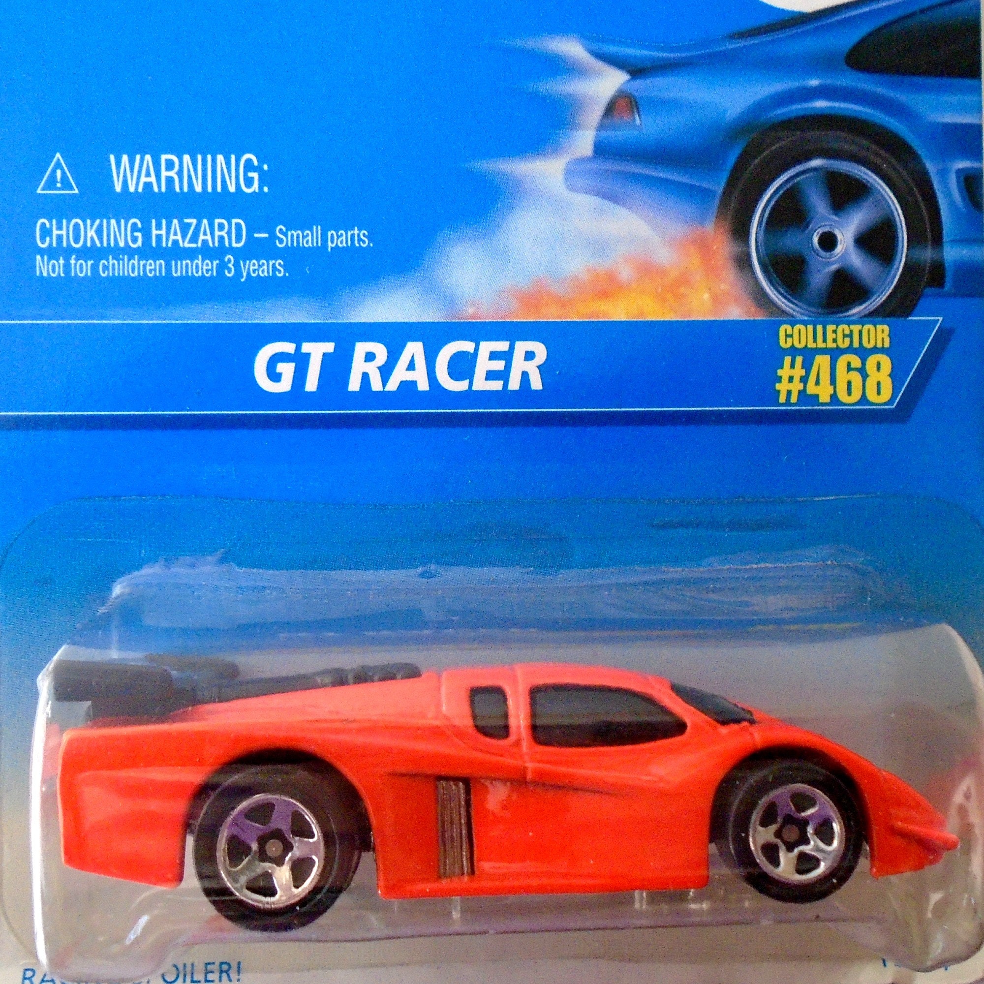 1988 Hot Wheels Collector Car NO 468 Blue Card, Orange GT Racer 1