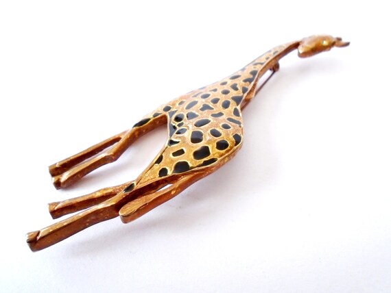 Vintage Large Giraffe Gold Enamel Brooch, Vintage… - image 3