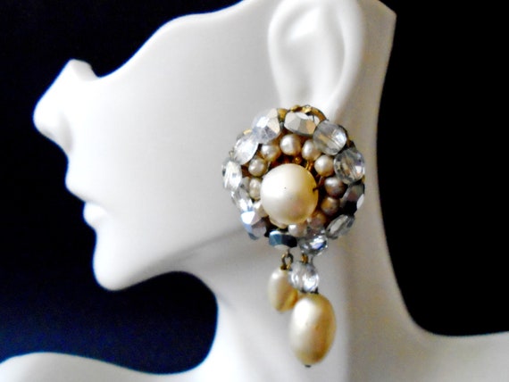 Big pearl earrings clip - Gem