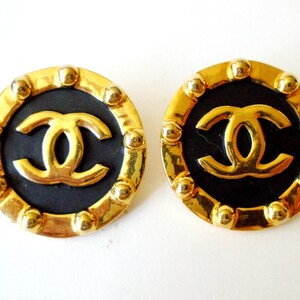 Authentic CHANEL Oversize Clip Earrings CHANEL Gold Plated 
