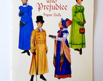 Pride and Prejudice Paper Dolls, Dover Press 19th Century Jane Austen Paper Dolls UNCUT, Brenda Sneathon Mattox 1800s Fashion Illustrations