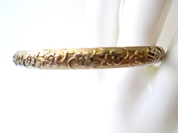WHITING and DAVIS Silver Floral Bangle, Vintage S… - image 3