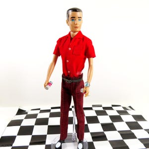Vintage Ken Doll Plaid Slacks Red Shirt and Two Tone Shoes, Mattel Ken Doll 1960&#39;s Outfit, Original First Ken Doll Clothes NO DOLL