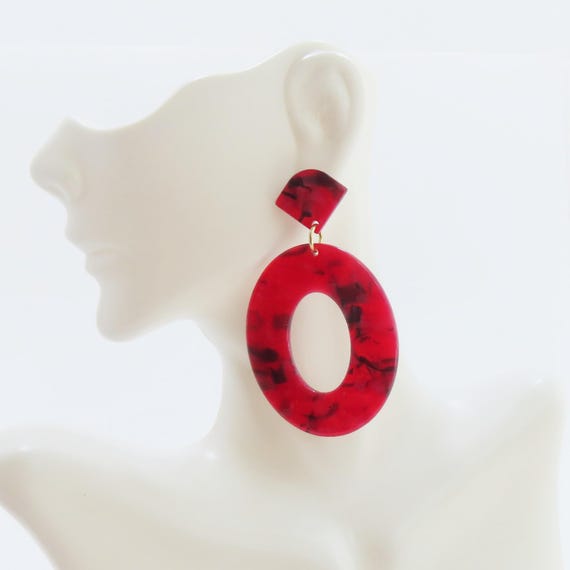 JOAN RIVERS Multi Color Red Lucite Dangle Earring… - image 4