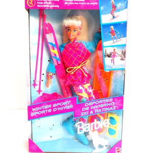 Barbie Snowboarder Skier Ice Skater Doll, Posable Winter Sports 1994 Blonde  Barbie, Winter Barbie Clothes and Skis Snowboard Ice Skates